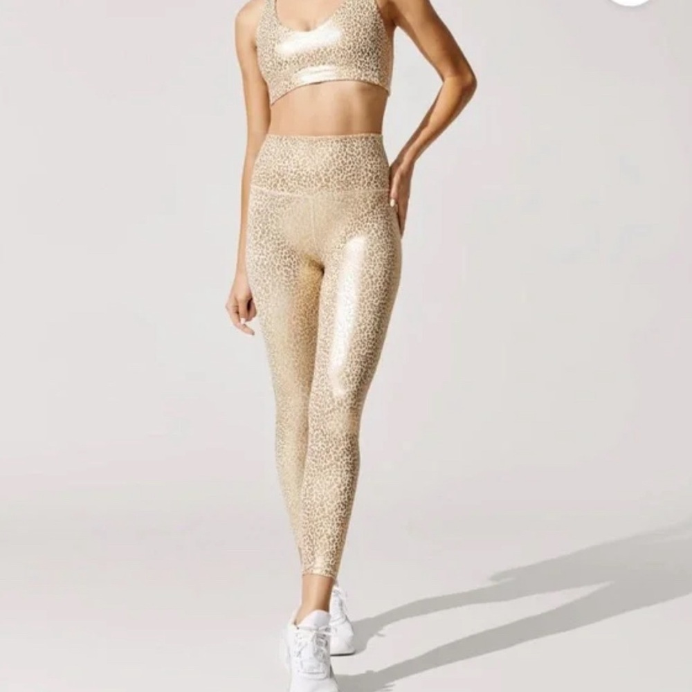 Carbon38 gold mini leopard leggings